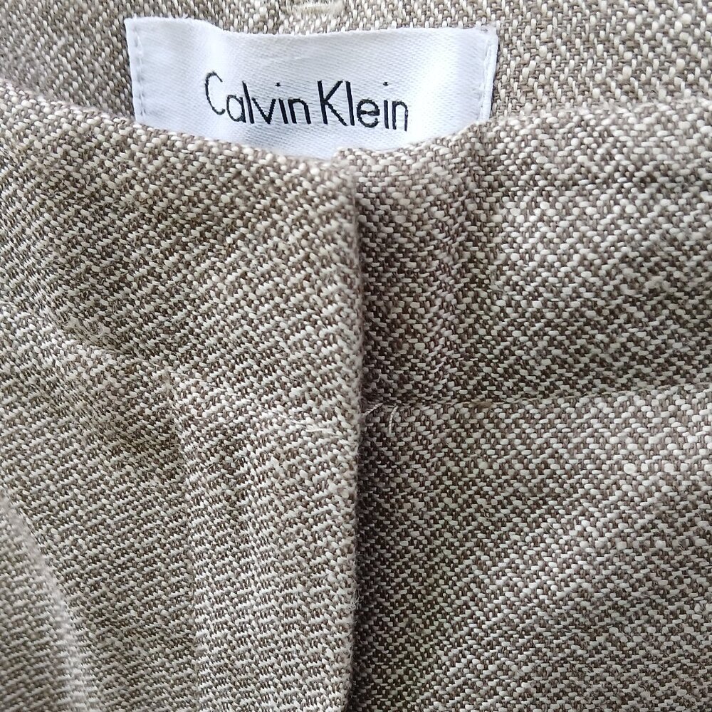CALVIN KLEIN Tan Herringbone Linen Blend Dress Pants EUC - Picture 9 of 16